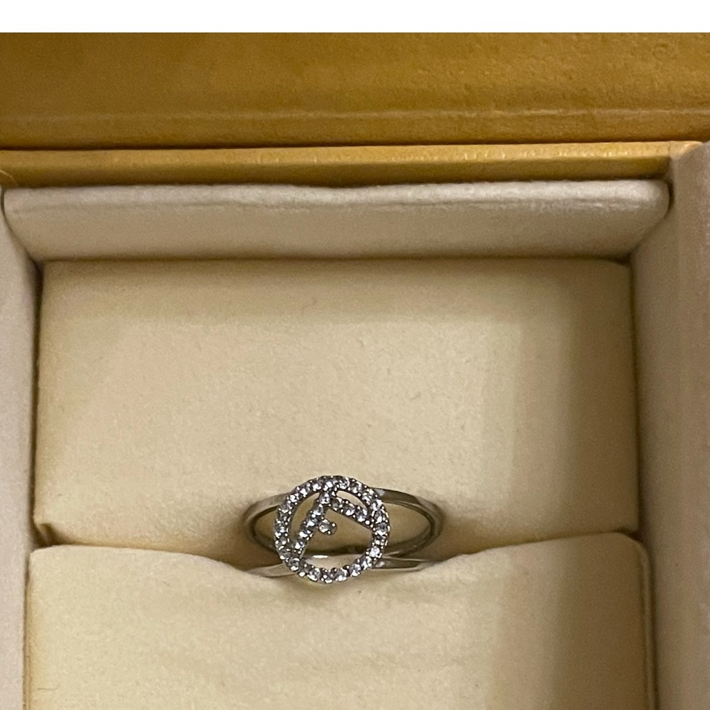 Authentic Fendi F Ring. Silver With Rhinestones